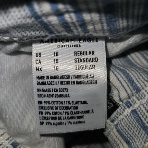 American Eagle AE Mom Jeans White/Blue Stripe – Size 10, Stretch Fit, Retro Vibe - Picture 11 of 11
